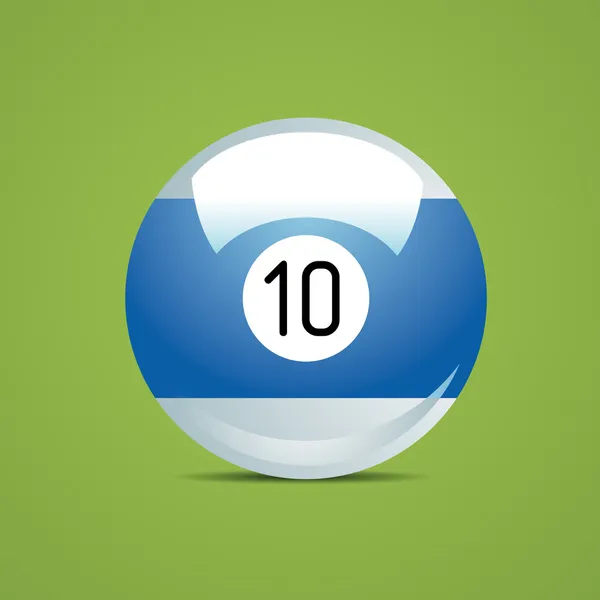 Half Billiard ball number ten 10 Sport pool Game hobby cue restaurant table green — Stock Vector