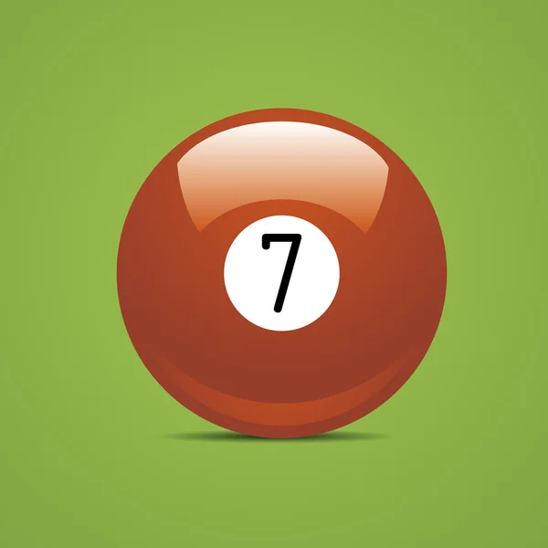 Full Billiard ball number seven 7 Sport pool Game hobby cue restaurant table green — Stock Vector