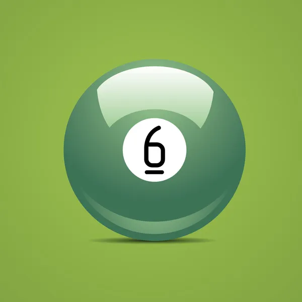 Full Billiard ball number six 6 Sport pool Game hobby cue restaurant table green — Stock Vector