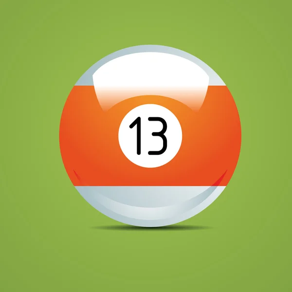 Half Billiard ball number thirteen 13 Sport pool Game hobby cue restaurant table green — Stock Vector