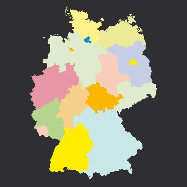 Duitsland regio's kaart kaart vector geo kaart brd Duitse Bondsrepubliek zwart rood en goud — Stockvector