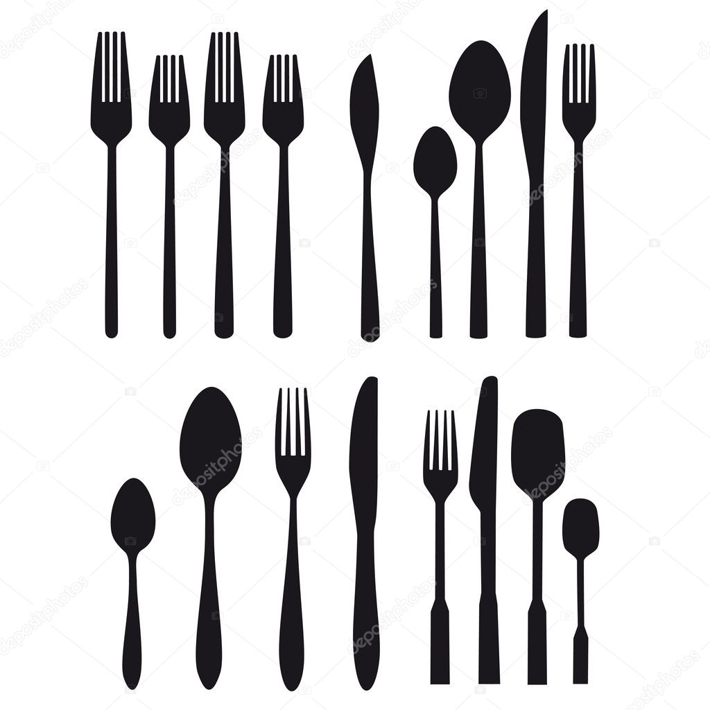 cutlery food table silverware vector kitchen fork spoon cutlery set silhouette symbol
