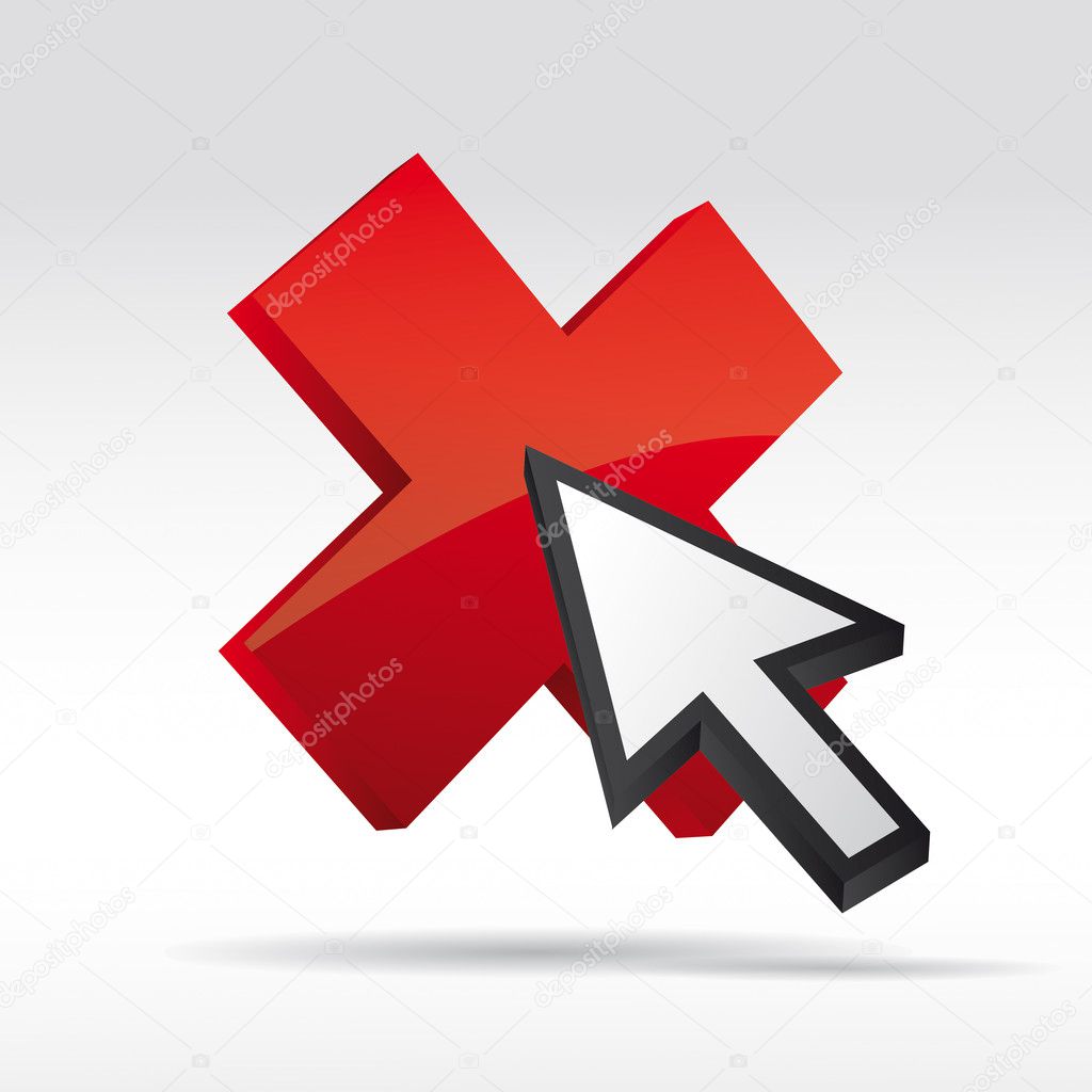 3D Vector Mouse cursor with x cross