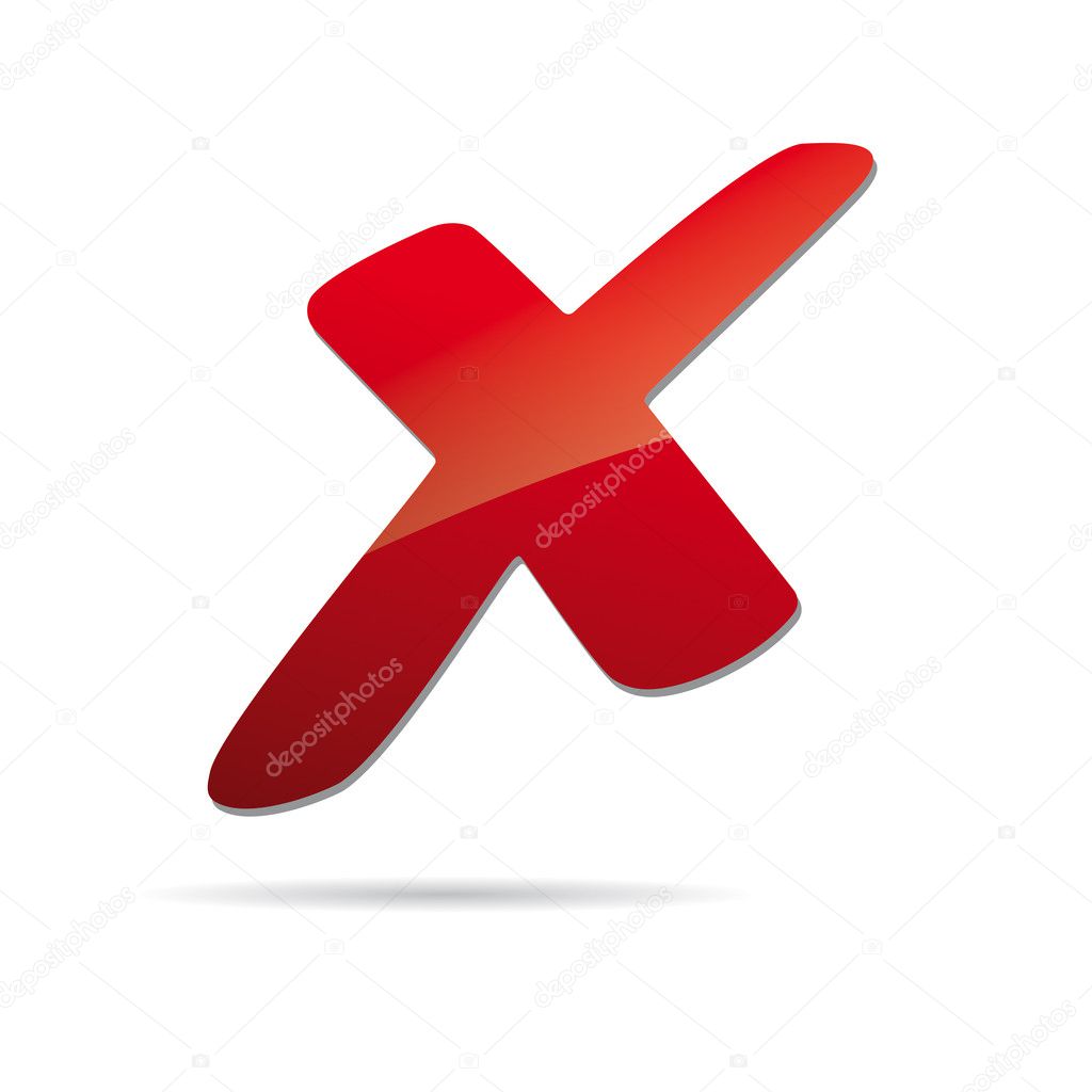 Vector red X cross sign icon . Taken in Illustrator.