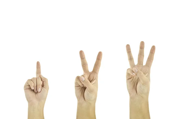 Ellerin birden üçe kadar saymak — Stok fotoğraf