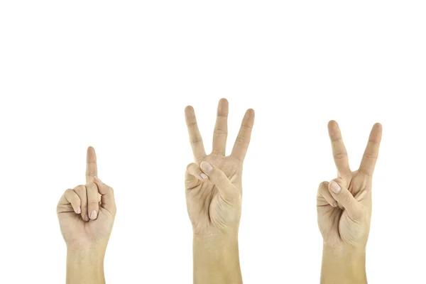 Ellerin birden üçe kadar saymak — Stok fotoğraf
