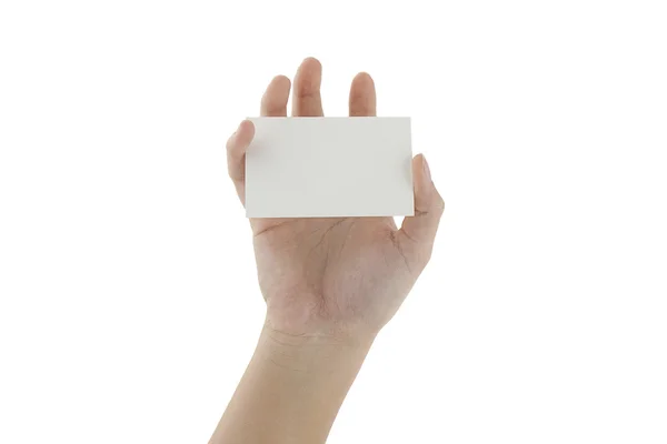 Cartão de visita em branco em uma mão — Fotografia de Stock