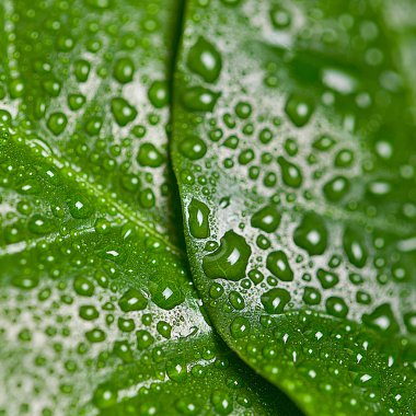 Green leaf with water drops clipart