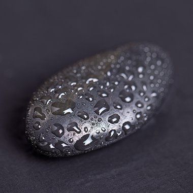 Black Stone with water drops clipart