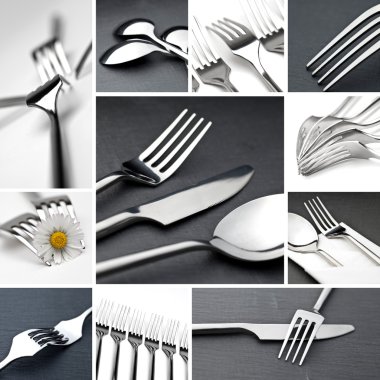 Table cutlery collage clipart