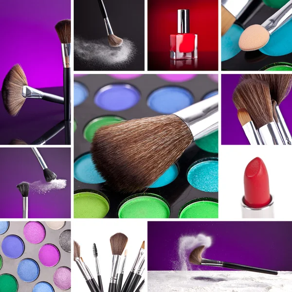 Smink och make-up collage — Stockfoto
