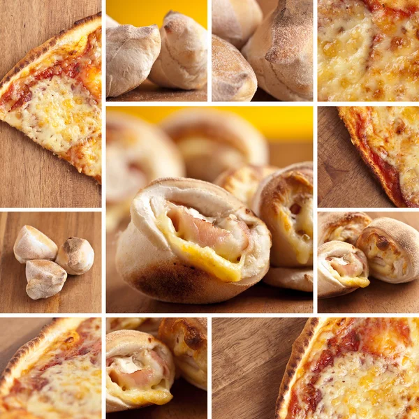 Pizza fastfood koláž — Stock fotografie