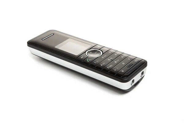 Черная беспроводная телефонная клавиатура на белом фоне — стоковое фото