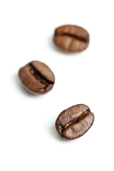 Brun kaffebönor på vit bakgrund — Stockfoto