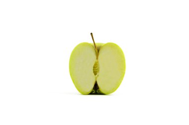 Beyaz arkaplanda yeşil elma