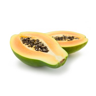 Green papaya Fruit on white backgorund clipart