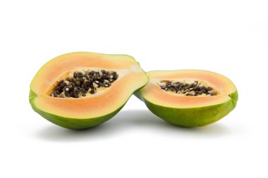 Yeşil papaya meyve üzerinde beyaz backgorund