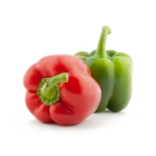 Red and Green Paprika pepper on white background — Stock Photo, Image
