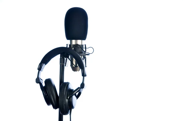 Mikrofon ve kulaklık — Stok fotoğraf