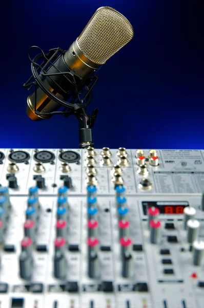 Mixer and Vocal Microphone — Stock Photo, Image