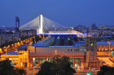 Basarab bridge and North Station in Bucharest clipart