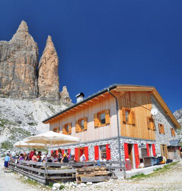 Lavaredo chalet in Dolomites Mountains clipart