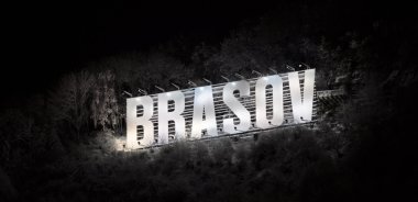 The name of the Brasov city in volumetric letters on Tampa mountain clipart