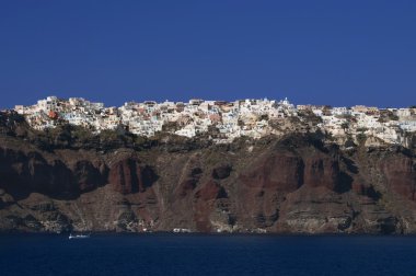 Thira köy üstünde belgili tanımlık tepe-in kayalıklarla santorni, Yunanistan