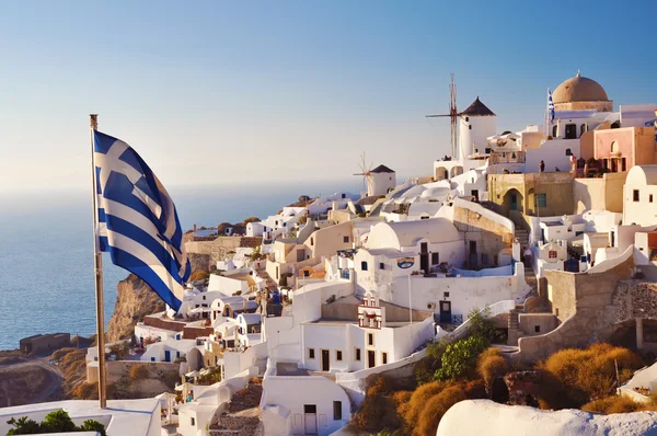 Vacker utsikt från oia, santorini, Grekland — Stockfoto