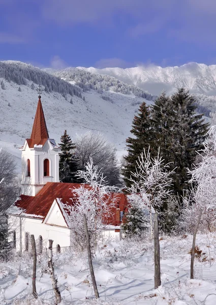 stock image Local church from Sirnea village near Piatra Craiului mountain, in Romania