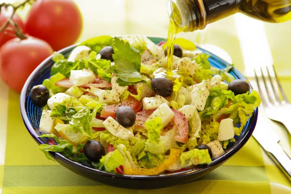 Greek salad with cheese — Stock Photo, Image