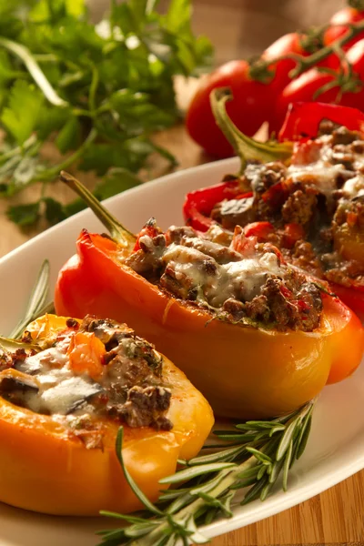 Baked stuffed red bell pepper — Stock Photo, Image