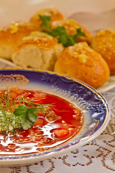 Russian-ukraine cuisine - borsch — Stock Photo, Image