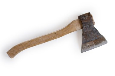 Old axe isolated on white clipart