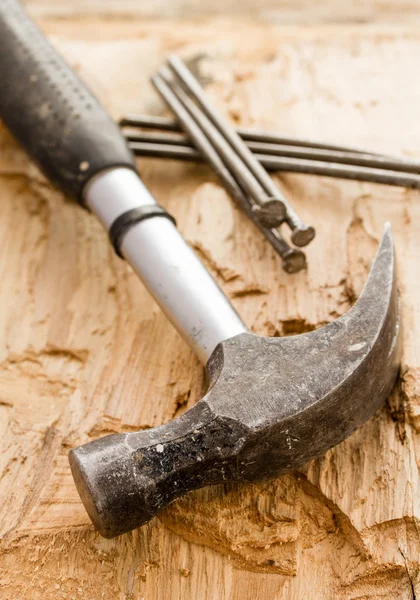 Hammer with nails — Stock Photo, Image