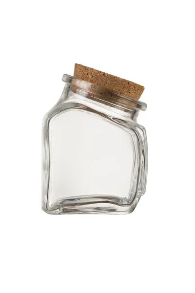 Empty little jar with cork — Stock Photo, Image