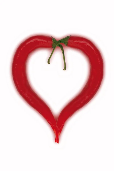 Red chili peppers heart — Stock Photo, Image