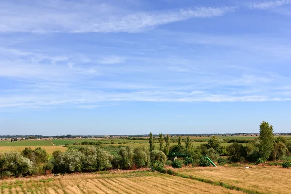 Голубое небо над зеленым полем в низинах Португалии — стоковое фото