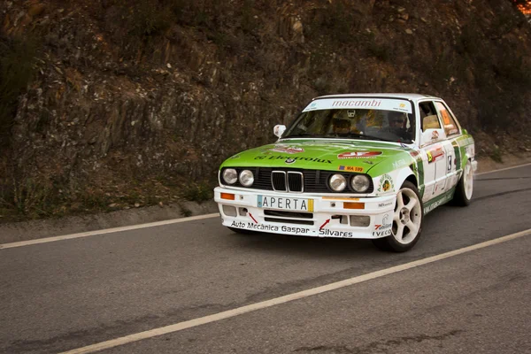 CASTELO BRANCO, PORTUGAL - MARCH 10: Fernando Teotónio drives a BMW 325i during Rally Castelo Branco 2012, integrated on Open Championship in Castelo Branco, Portugal on March 10, 2012. — Stok fotoğraf