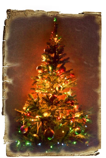 Christmas tree on an old paper — Stock Photo, Image