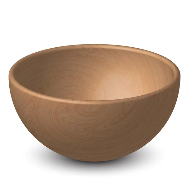 Vector illustration of wooden bowl — Stock Vector