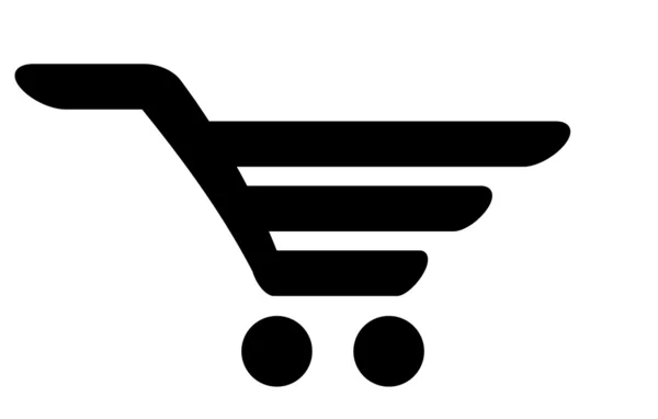 Vector black icon of shopping cart — Wektor stockowy