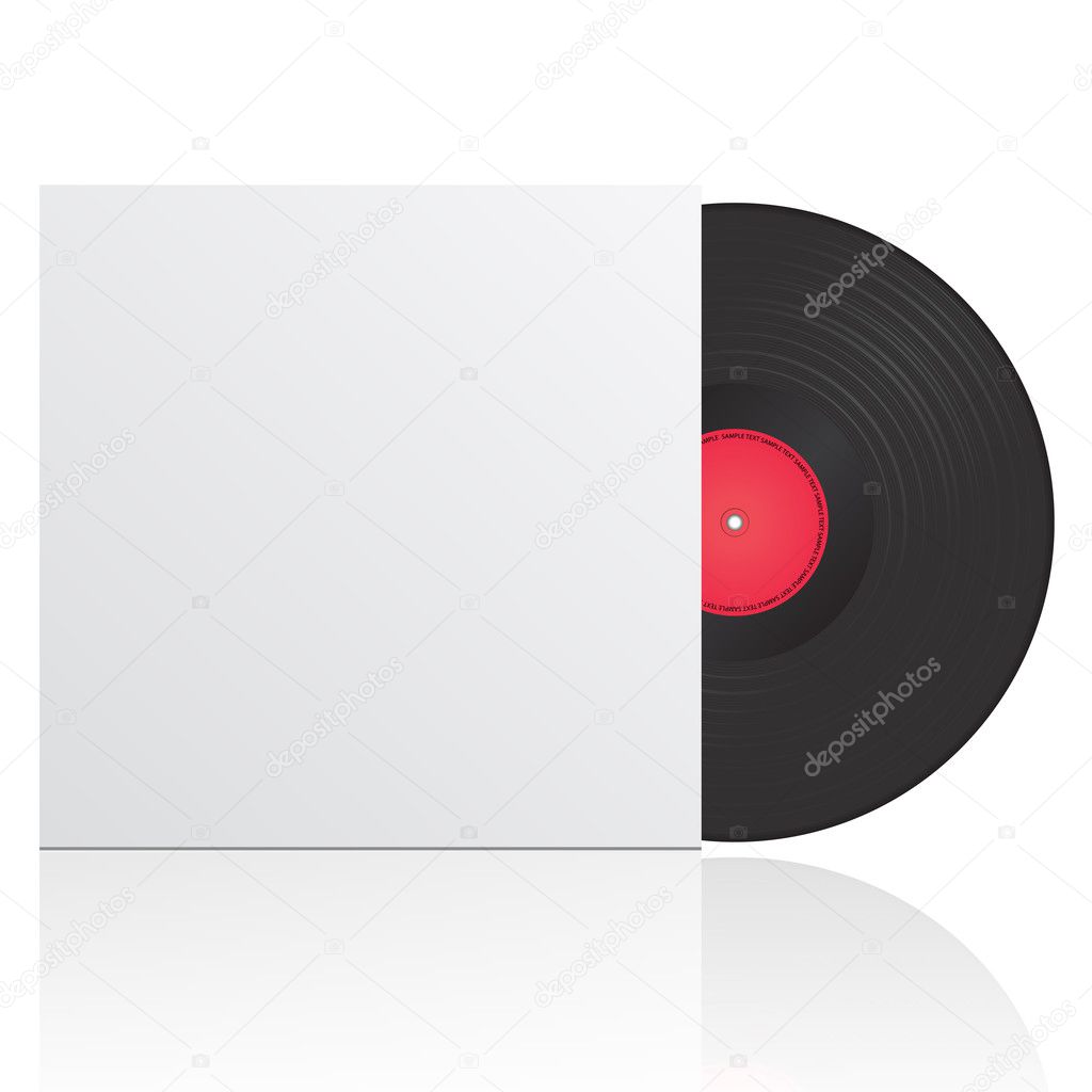 Vector illustration of vinyl record in envelope with space for y