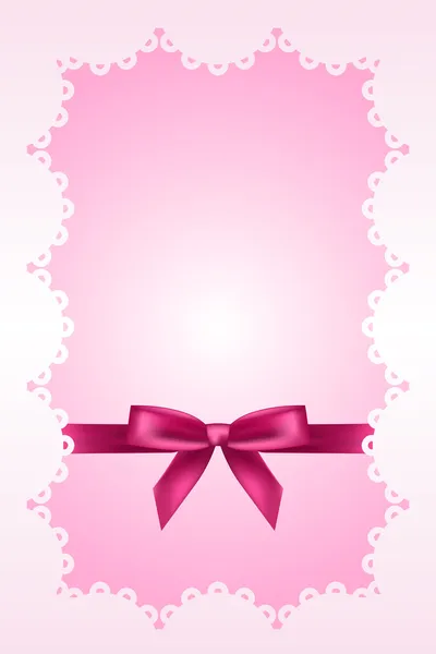 Baby rosa Hintergrund mit Spitze und Schleife — Stockvektor