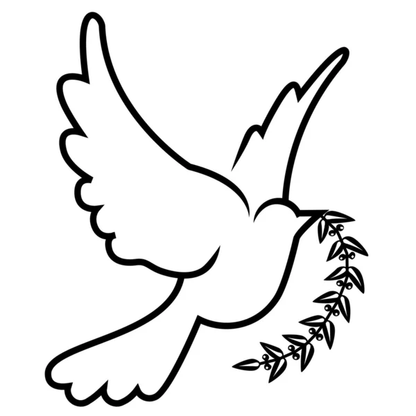 Vector symbol of dove olive branch — Stock Vector