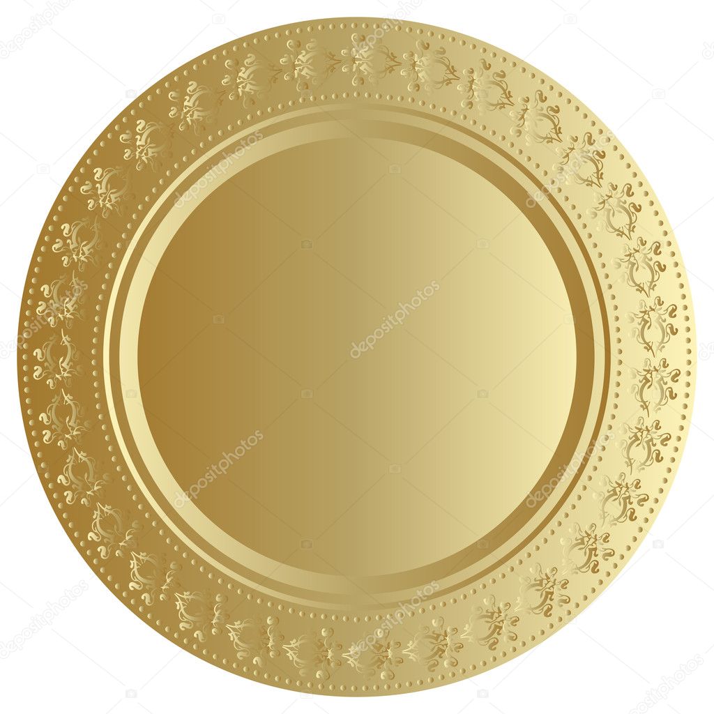 Vector illustration of gold tray