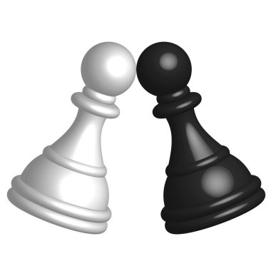 Vector illustration of black and white pawn clipart