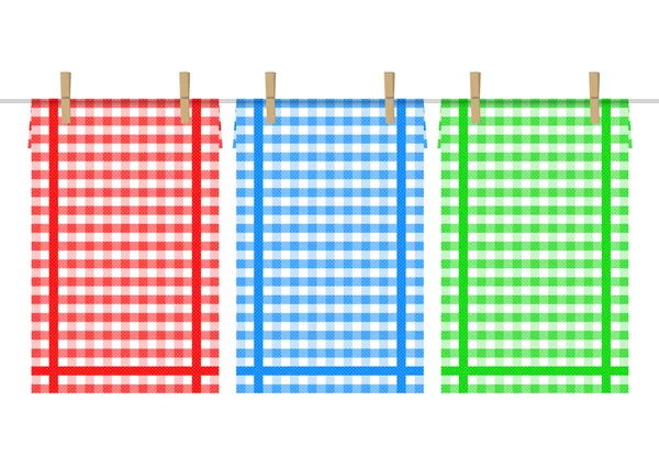 Illustration vectorielle des serviettes sur la corde à linge — Image vectorielle
