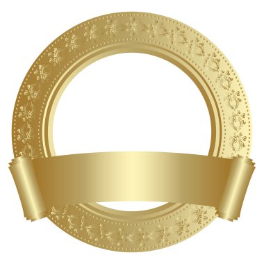 Golden circular frame with scroll clipart