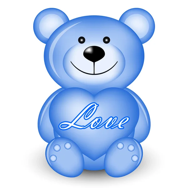 Ilustración vectorial de oso azul con corazón — Archivo Imágenes Vectoriales